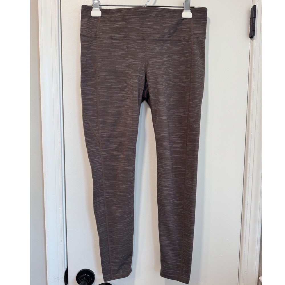 Athleta Womens Mid Rise Yoga Leggings Brown‎ Heathered Size L Activewear